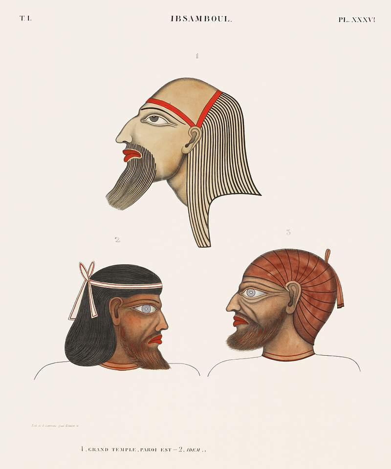 Grand Temple, east wall and Idem from Monuments de l'Égypte et de la Nubie (1835–1845) by Jean François…