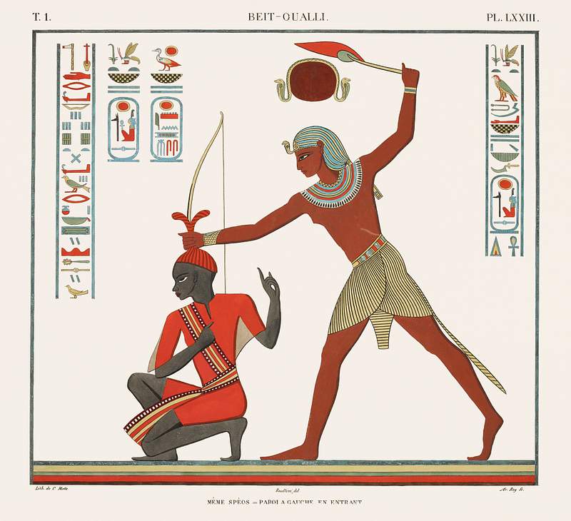 Left wall of the entry from Monuments de l'Égypte et de la Nubie (1835–1845) by Jean François Champollion…