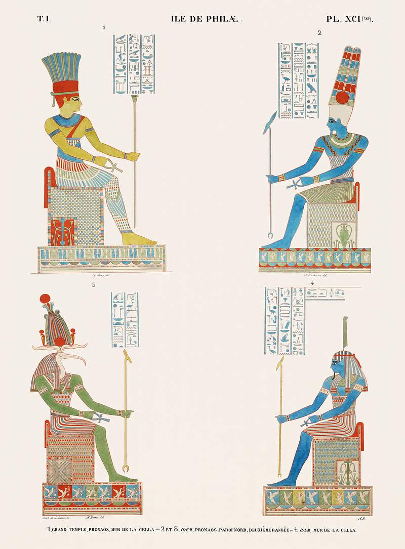 Grand temple, pronaos, wall of the cella. Same, pronaos, north wall, second row. Same, wall of the cella from Monuments de…