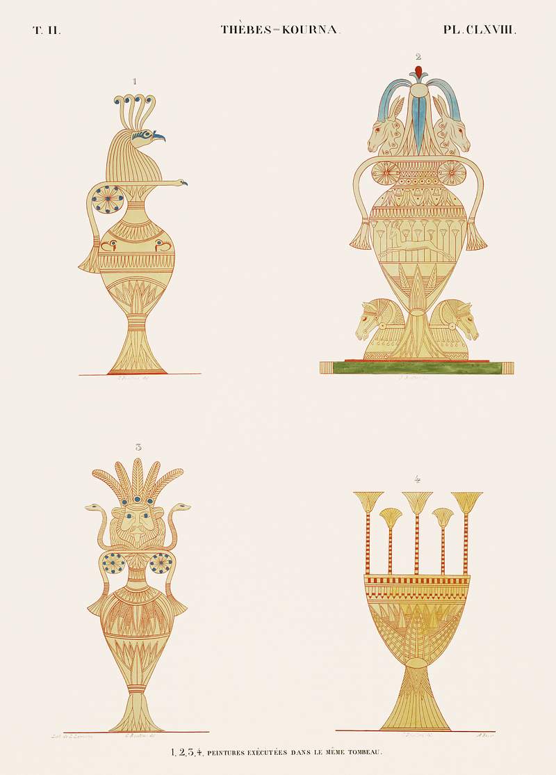 Paintings executed in the same tomb from Monuments de l'Égypte et de la Nubie (1835–1845) by Jean…