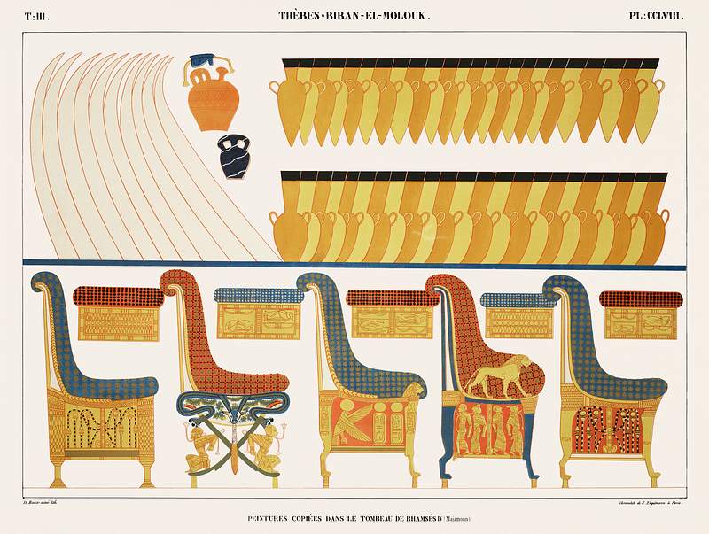 Paintings copied from the tomb of Ramses IV (Maimonides) from Monuments de l'Égypte et de la Nubie (1835–1845)…