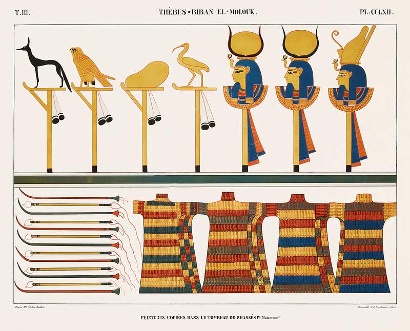 Paintings copied from the tomb of Ramses IV (Maimonides) from Monuments de l'Égypte et de la Nubie (1835–1845)…
