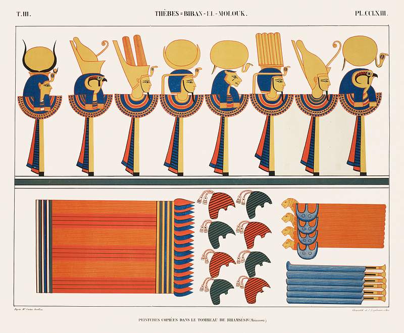 Paintings copied from the tomb of Ramses IV (Maimonides) from Monuments de l'Égypte et de la Nubie (1835–1845)…