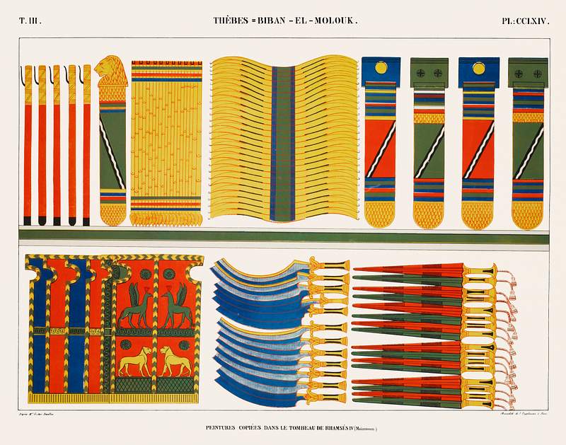 Paintings copied from the tomb of Ramses IV (Maimonides) from Monuments de l'Égypte et de la Nubie (1835–1845)…