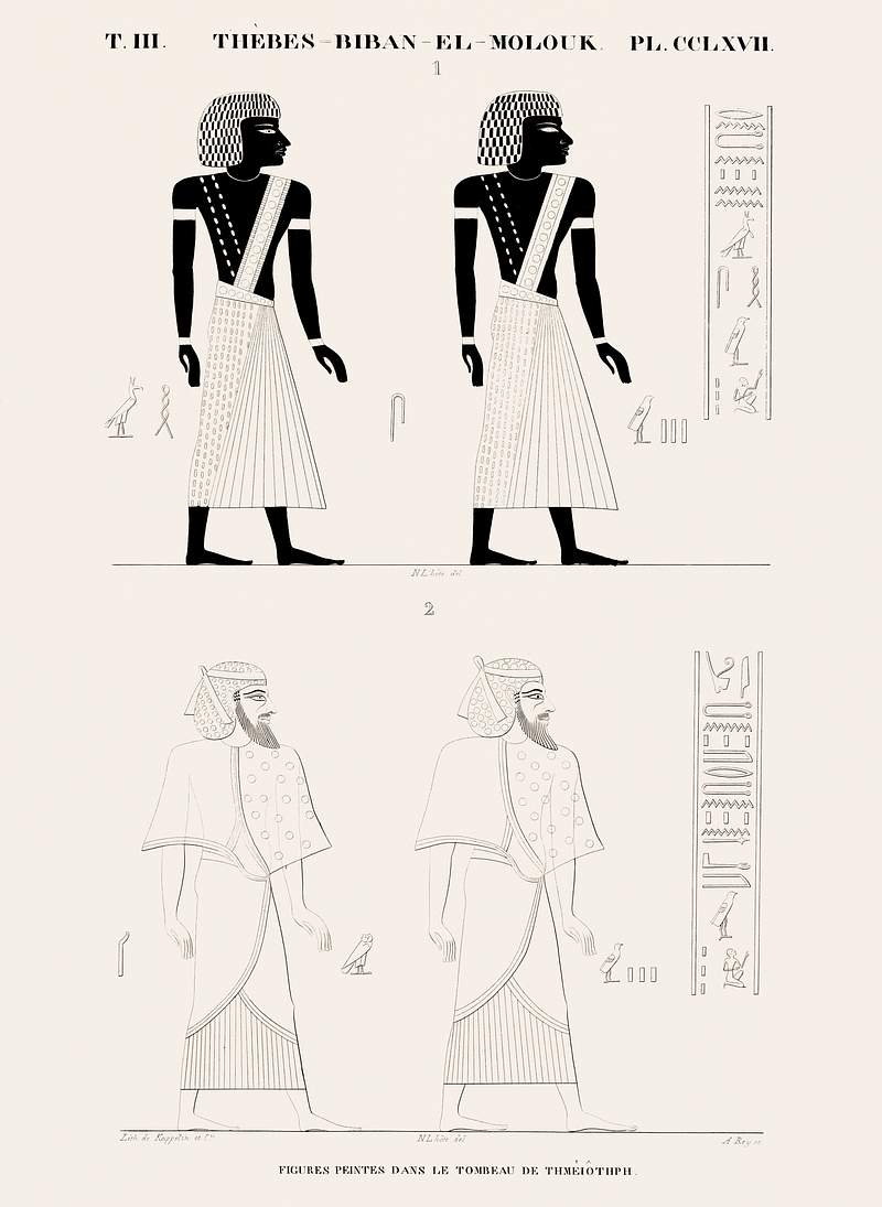 Figures painted in Thmeiothph's tomb from Monuments de l'Égypte et de la Nubie (1835–1845) by Jean…