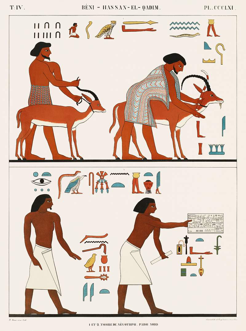 Nevothph's tomb, north wall from Monuments de l'Égypte et de la Nubie (1835–1845) by Jean François…
