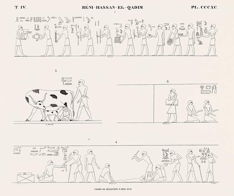 Tomb of Menothph, south wall from Monuments de l'Égypte et de la Nubie (1835–1845) by Jean François…