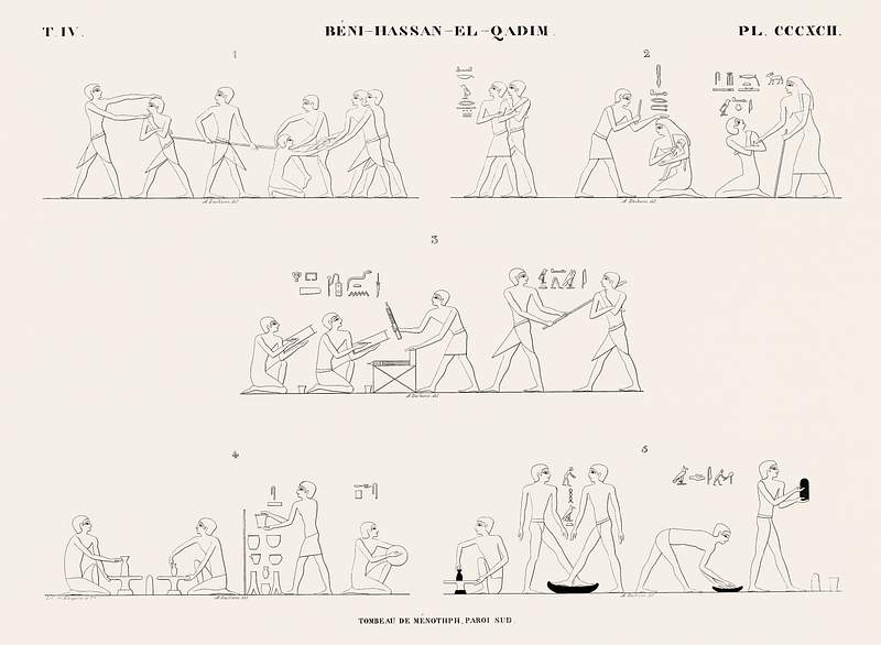 Tomb of Menothph, south wall from Monuments de l'Égypte et de la Nubie (1835–1845) by Jean François…