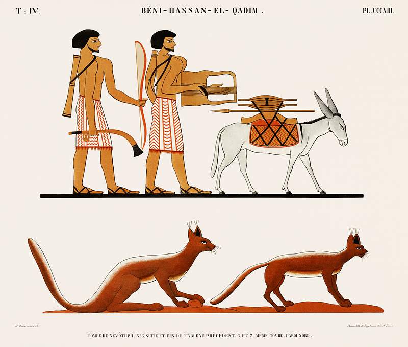 Tomb of Nevothph with continuation and end of the previous painting. Same tomb, north wall from Monuments de l'Égypte…