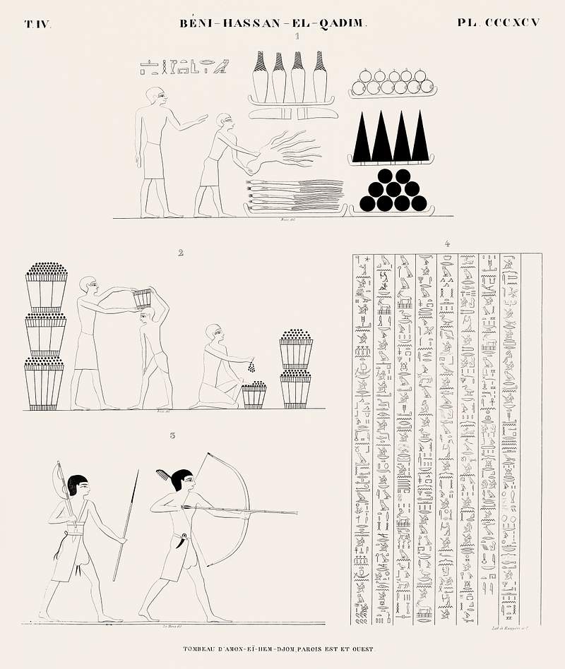 Tomb of Amon-ei-hem-djom, east and west walls from Monuments de l'Égypte et de la Nubie (1835–1845) by Jean…