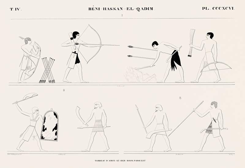 Tomb of Amon-ei-hem-djom, east wall from Monuments de l'Égypte et de la Nubie (1835–1845) by Jean…