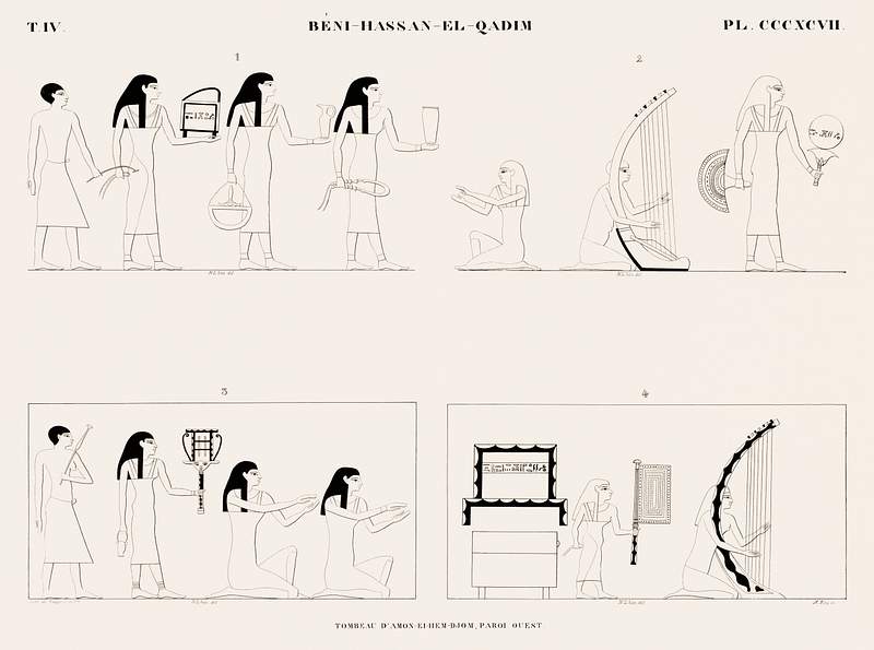 Tomb of Amon-ei-hem-djom, west wall from Monuments de l'Égypte et de la Nubie (1835–1845) by Jean…
