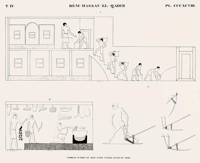 Tomb of Amon-ei-hem-djom, west and north walls from Monuments de l'Égypte et de la Nubie (1835–1845) by Jean…