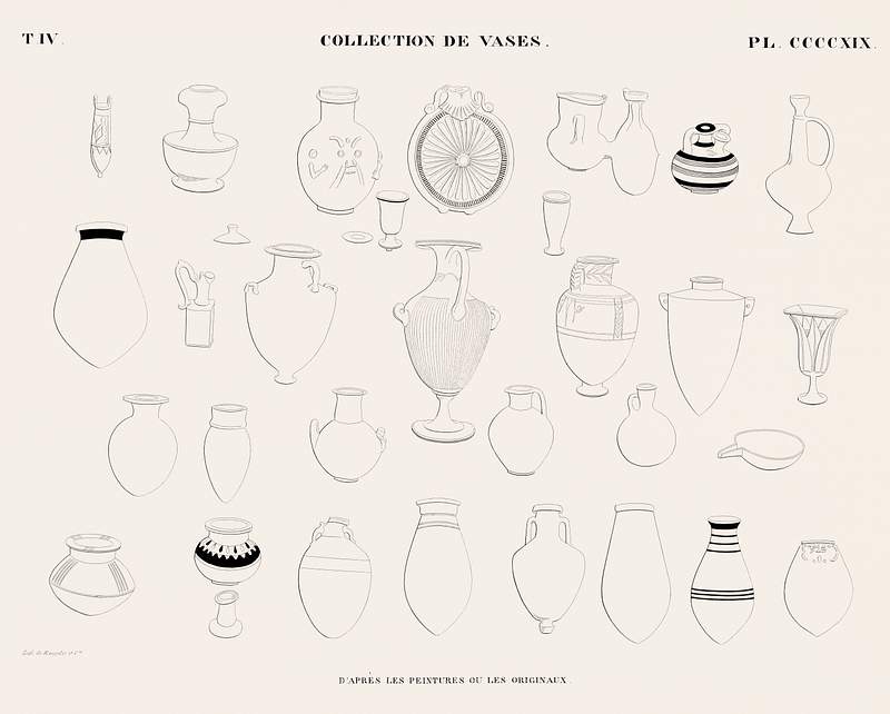 Collection of vases from the paintings or originals from Monuments de l'Égypte et de la Nubie (1835–1845) by…