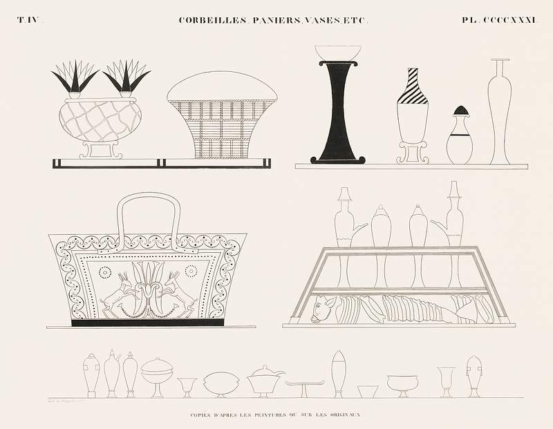 Baskets, panies, vases, etc. copied from the paintings or on the originals from Monuments de l'Égypte et de la Nubie…