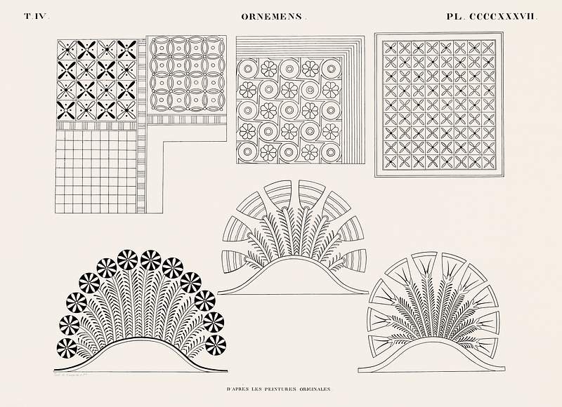 Ornaments from the original paintings from Monuments de l'Égypte et de la Nubie (1835–1845) by Jean…
