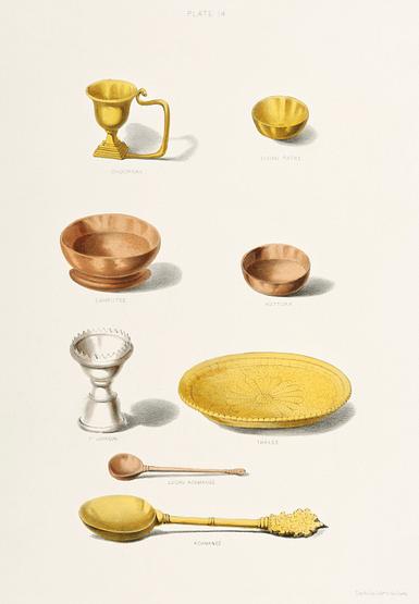 Religious Vessels from The Sundhya or the Daily Prayers of the Brahmins (1851) by Sophie Charlotte Belnos (1795–1865). Religious Vessels from The Sundhya or the Daily Prayers of the Brahmins (1851) by Sophie Charlotte Belnos (1795–1865). …
