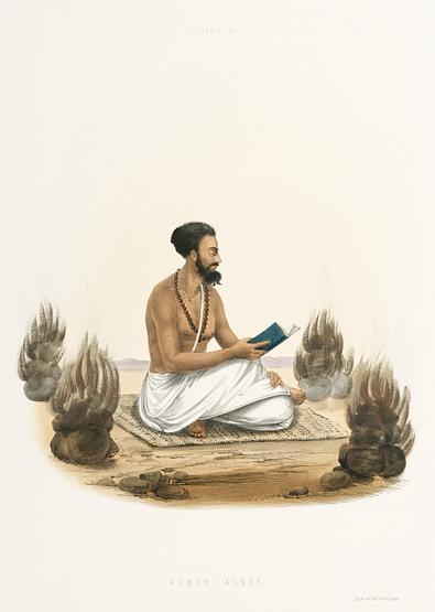 Punch Agnee from The Sundhya or the Daily Prayers of the Brahmins (1851) by Sophie Charlotte Belnos (1795–1865). Punch Agnee from The Sundhya or the Daily Prayers of the Brahmins (1851) by Sophie Charlotte Belnos (1795–1865). -…