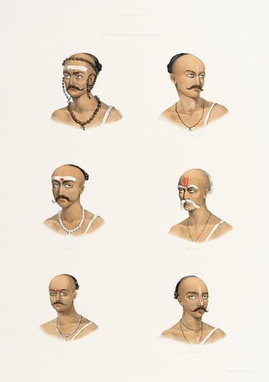 Marks Worn by the Brahmins from The Sundhya or the Daily Prayers of the Brahmins (1851) by Sophie Charlotte Belnos (1795–1865). Marks Worn by the Brahmins from The Sundhya or the Daily Prayers of the Brahmins (1851) by Sophie Charlotte Belnos…