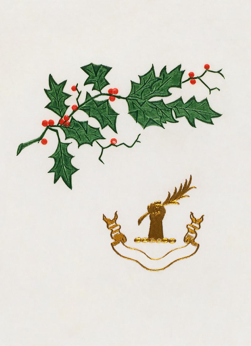 Vintage Christmas holly branch Christmas dinner card with a holly branch (1899) from The Buttolph collection of menus. Original From The New York Public…