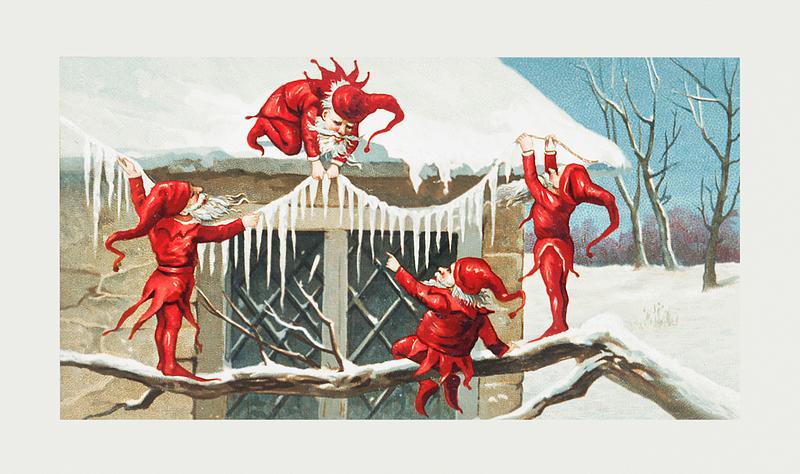 Vintage Santa elves Christmas illustration Santa elves decorating their home from The Miriam and Ira D. Wallach Division Of Art, Prints and Photographs: Picture…
