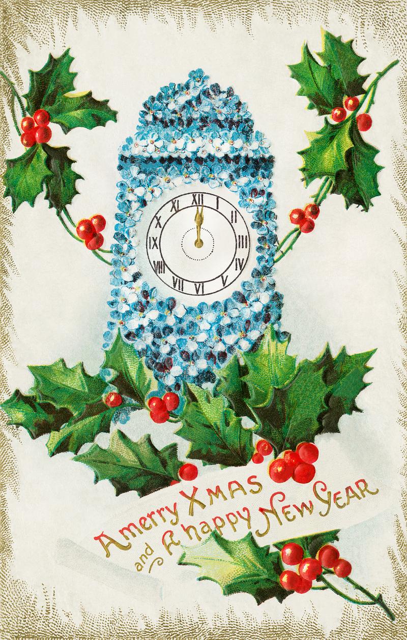 Vintage Christmas card design A Merry Christmas and a Happy New Year (1910) from The Miriam and Ira D. Wallach Division of Art, Prints and Photographs:…