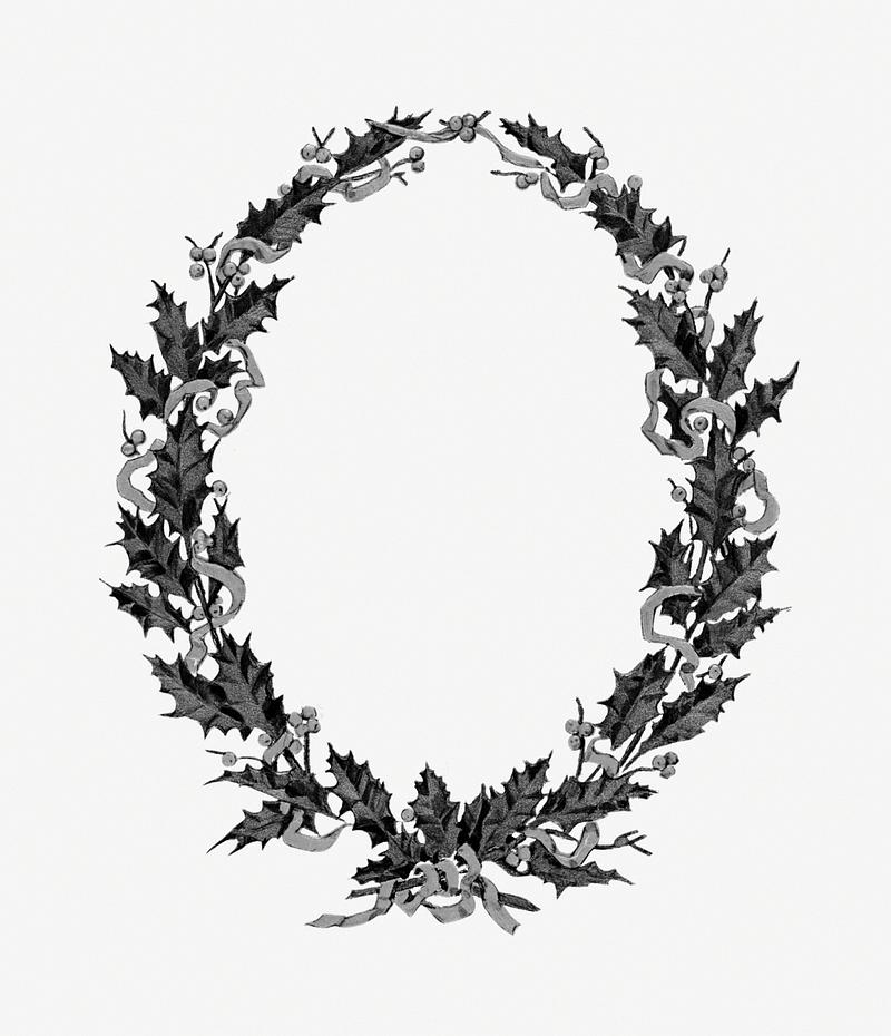 Vintage Christmas holly branch Christmas dinner with holly wreath (1906) from The Buttolph collection of menus. Original From The New York Public Library.…