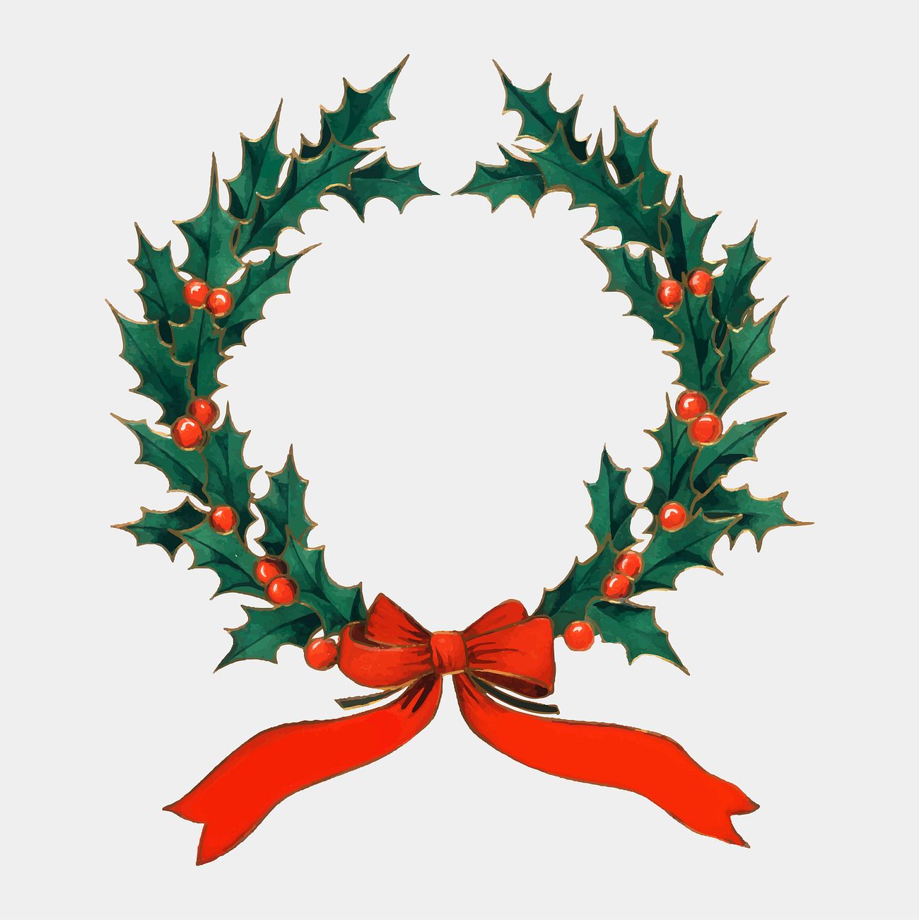 Download Vintage Christmas holly wreath | Free vector - 556898