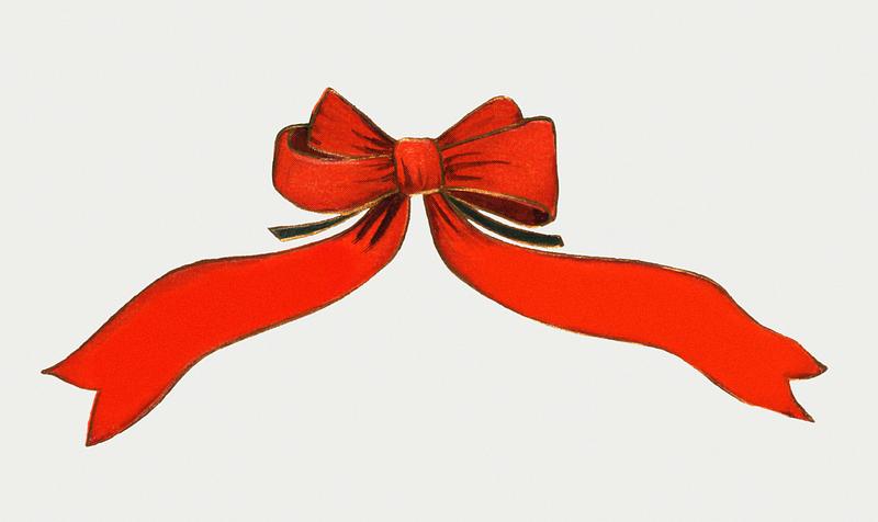 Red Christmas bows Christmas dinner with a ribbon (1906) from The Buttolph collection of menus. Original From The New York Public Library.…