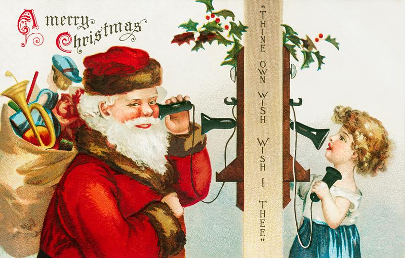Kid talking to Santa Claus A Merry Christmas (ca.1900s) from The Miriam and Ira D. Wallach Division of Art, Prints and Photographs: Picture Collection…