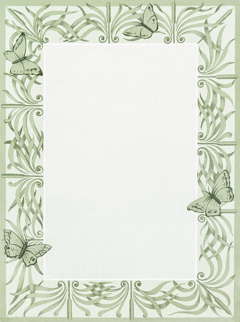 Butterfly frame on a Christmas card Christmas and New Year card depicting decorative butterflies and plants from The Miriam and Ira D. Wallach Division of Art…