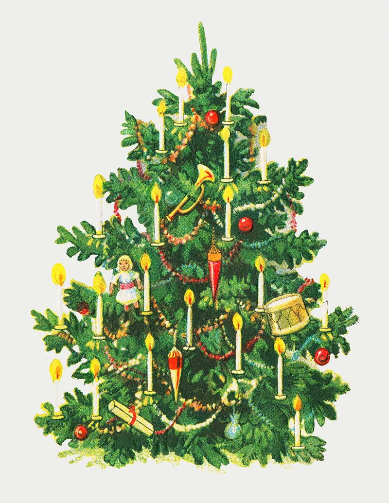 Decorated Christmas tree Christmas greetings (1921) from The Miriam And Ira D. Wallach Division Of Art, Prints and Photographs: Picture Collection…