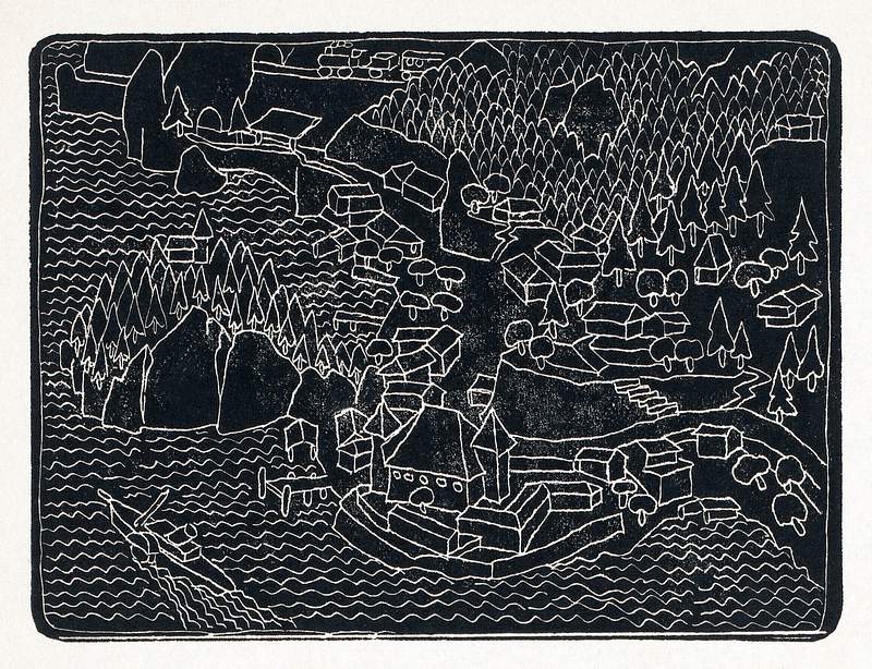 Village view on the coast (1906–1945) print in high resolution by Reijer Stolk. Original from the Rijksmuseum.…