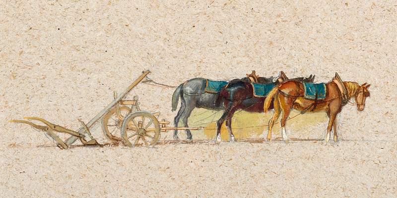 Study of Three Horses with a Plow, France (1873–74) by Samuel Colman. Original from The Smithsonian Institution.…
