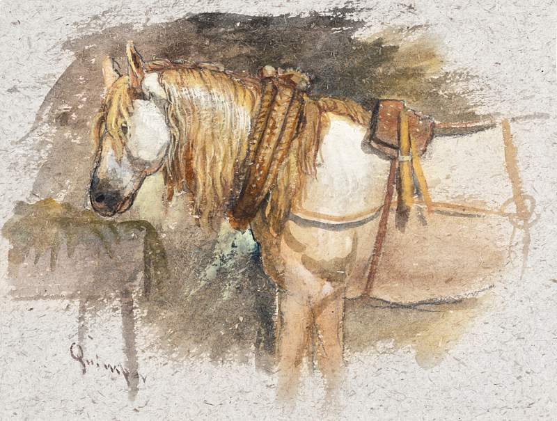 Study of a Horse, Brittany (1873–1874) by Samuel Colman. Original from The Smithsonian Institution. Digitally enhanced…