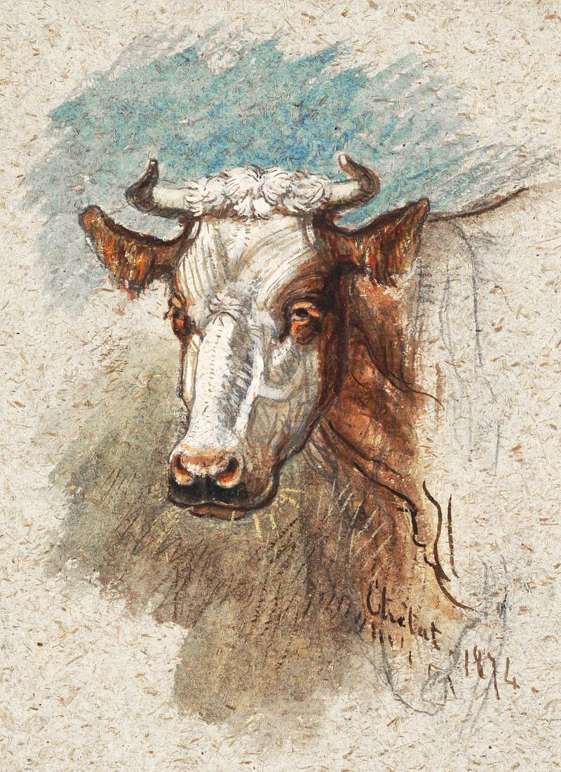 Head of a Cow, Étretat (1874) by Samuel Colman. Original from The Smithsonian Institution. Digitally enhanced by…