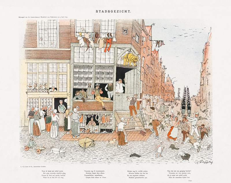 Cityscape (1891) print in high resolution by Gerrit Willem Dijsselhof. Original from the Rijksmuseum. Digitally enhanced by…