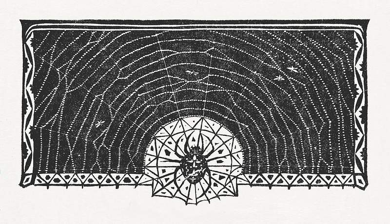 Garden spider and spider web (ca.1893–1927) print in high resolution by Gerrit Willem Dijsselhof. Original from the…