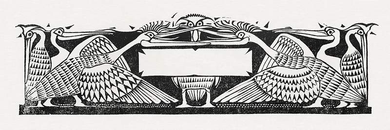 Title head with cranes (ca.1893–1927) print in high resolution by Gerrit Willem Dijsselhof. Original from the…