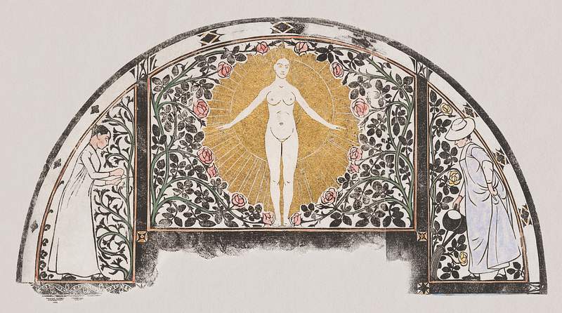 Frame of a calendar for 1901 with women and flowers (1900) print in high resolution by Gerrit Willem Dijsselhof. Original…