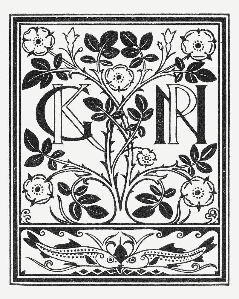 Ex libris voor Klaas Groesbeek en Paul Nijhoff (1876–1924) print in high resolution by Gerrit Willem Dijsselhof.…