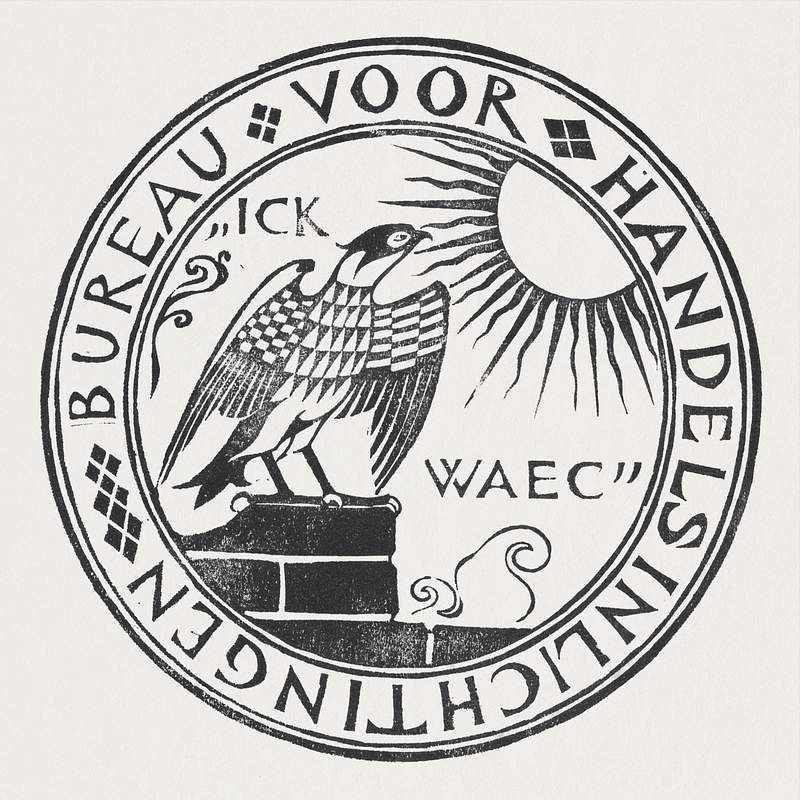 Bird of prey staring at the sun (1903–1924) print in high resolution by Gerrit Willem Dijsselhof. Original from the…