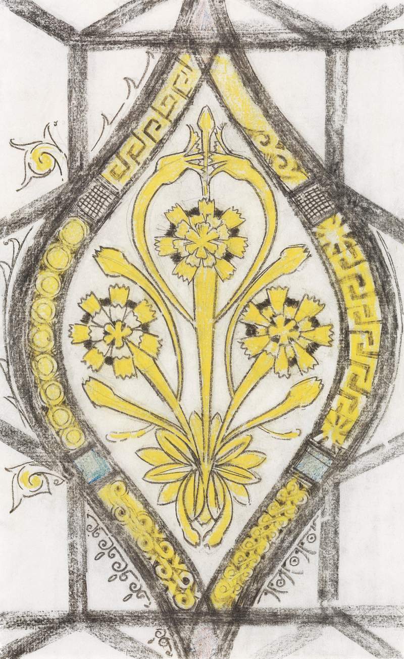 Decorative design with a pattern of dandelions (1876–1924) painting in high resolution by Gerrit Willem Dijsselhof.…