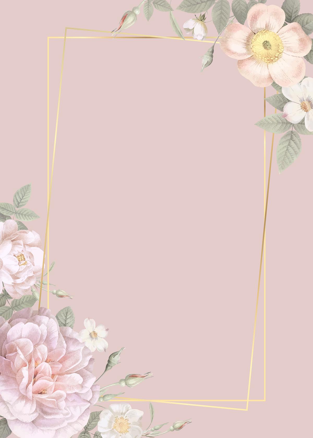 Download Feminine floral rectangle frame | Royalty free stock ...