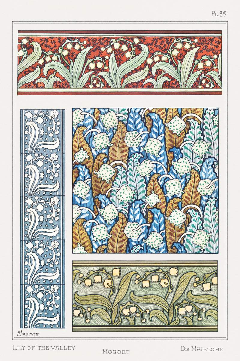Muguet (lily of the valley) from La Plante et ses Applications ornementales (1896) illustrated by Maurice Pillard Verneuil.…