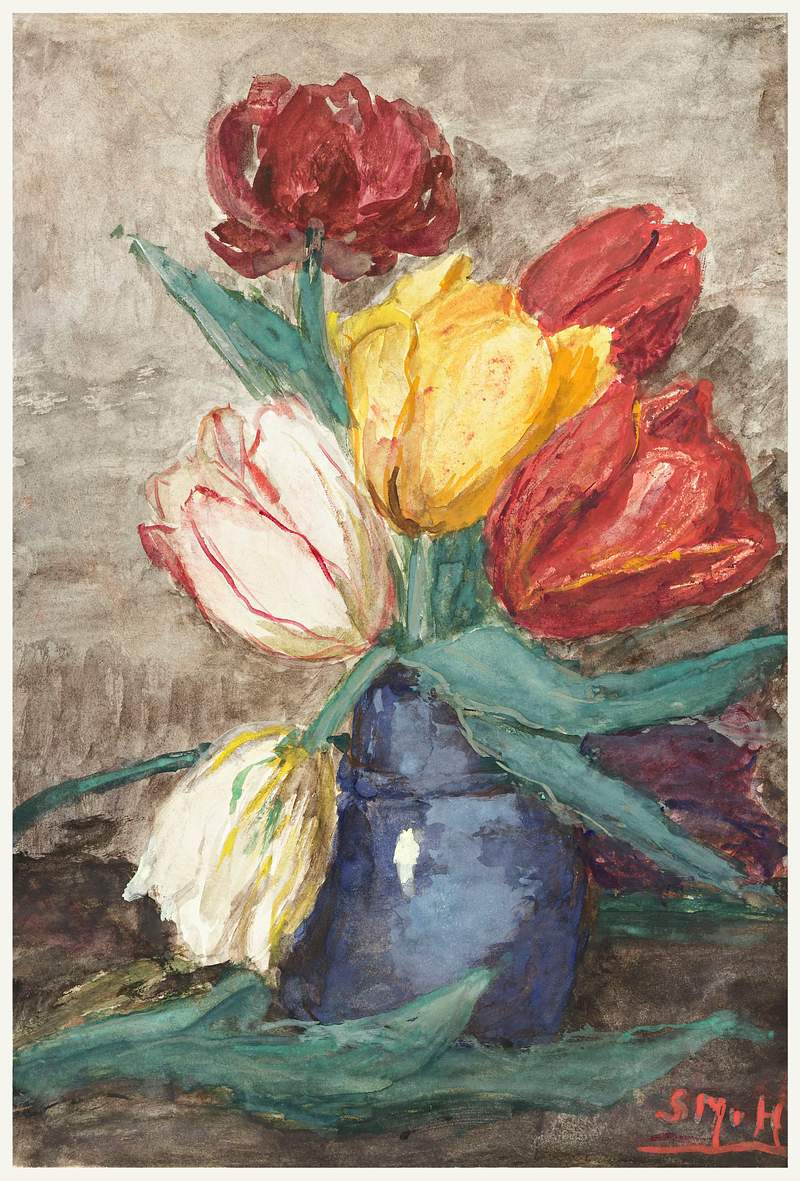 Tulips in a vase (1834–1909) by Sientje Mesdag-van Houten. Original from The Rijksmuseum. Digitally enhanced by…
