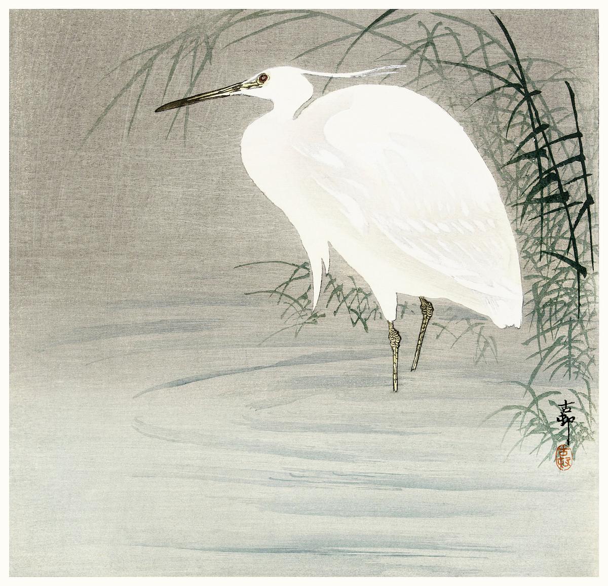 Little egret (1900-1930) by Ohara Koson (1877… | Free public domain illustration Little egret (1900-1930) by Ohara Koson (1877-1945). Original from The Rijksmuseum. Digitally enhanced by rawpixel.