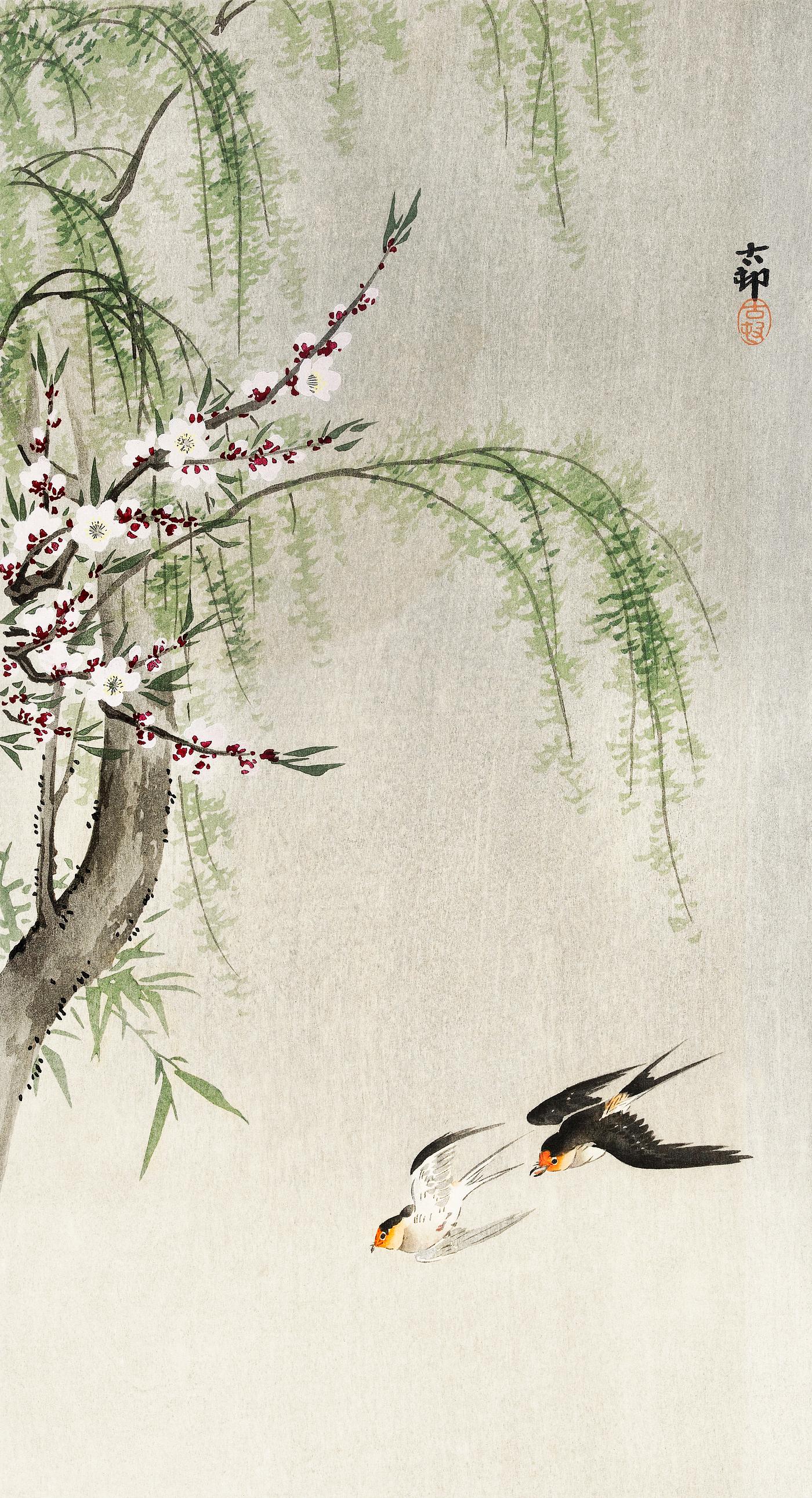Swallows in flight (1900 - 1930) by Ohara Koson (1877-1945). Original from The Rijksmuseum. Digitally enhanced by rawpixel. Swallows in flight (1900 - 1930) by Ohara Koson (1877-1945). Original from The Rijksmuseum. Digitally enhanced by rawpixel.