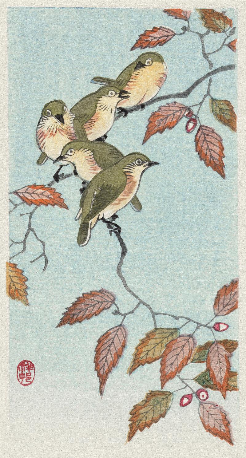 Birds on a branch (1900 - 1936) by Ohara Koson (1877-1945). Original from The Rijksmuseum. Digitally enhanced by rawpixel. Birds on a branch (1900 - 1936) by Ohara Koson (1877-1945). Original from The Rijksmuseum. Digitally enhanced by rawpixel.