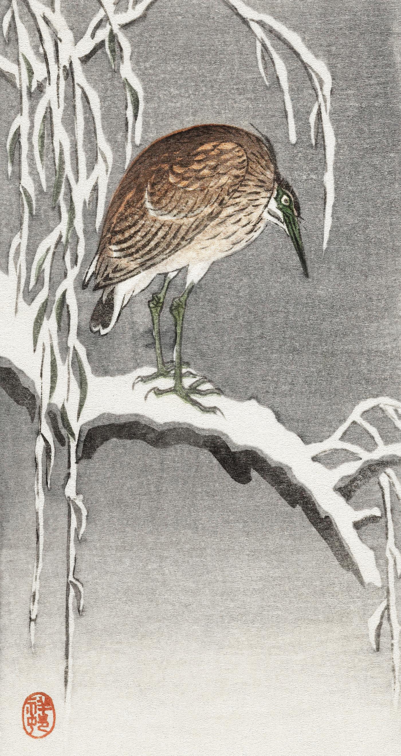 Heron on snowy tree branch (1925 - 1936) by Ohara Koson (1877-1945). Original from The Rijksmuseum. Digitally enhanced by... Heron on snowy tree branch (1925 - 1936) by Ohara Koson (1877-1945). Original from The Rijksmuseum. Digitally enhanced by...